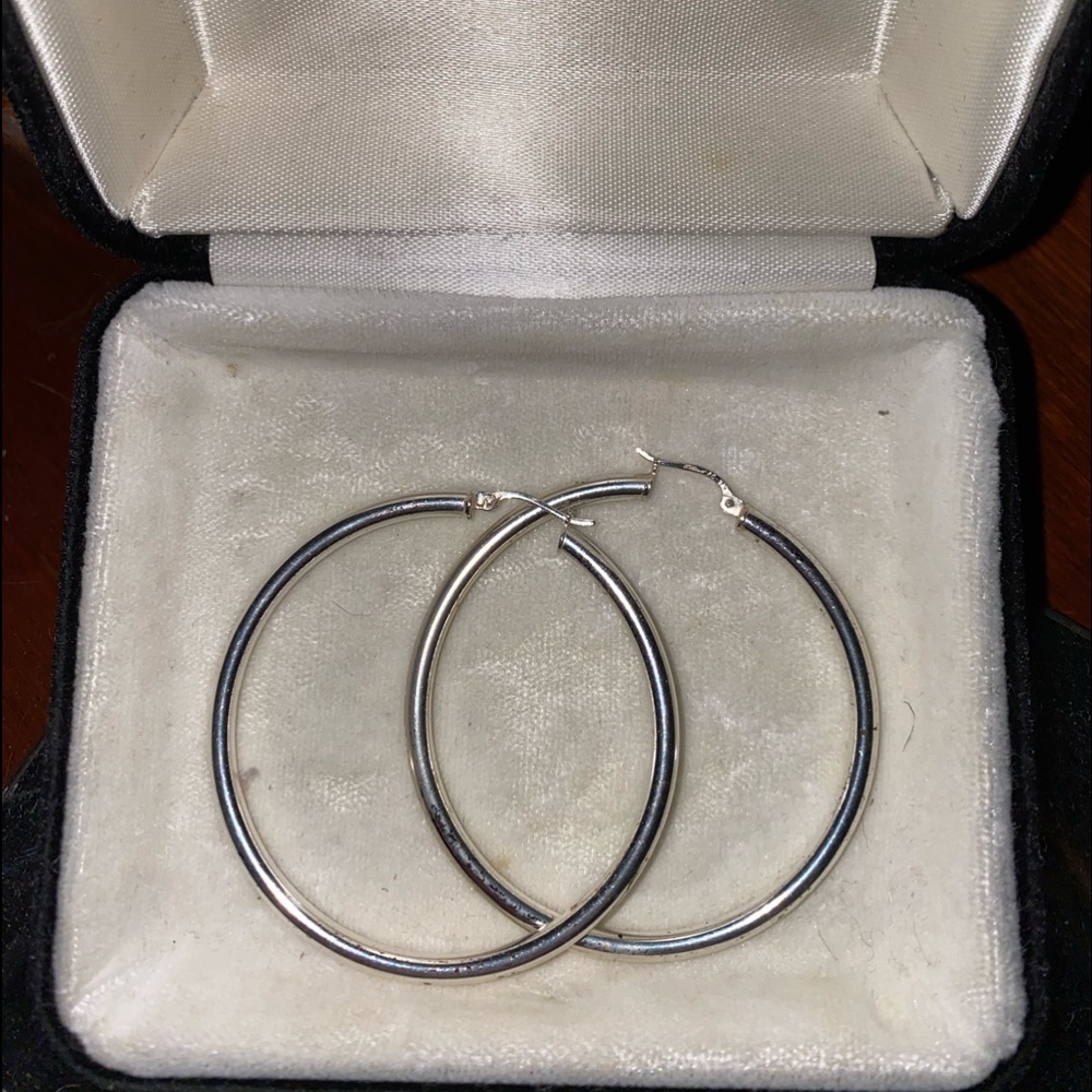 Sterling Silver Large Hoops 2” across